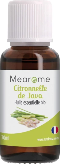 Huile Essentielle de CITRONNELLE de JAVA BIO - Cymbopogon Winterianus - Distillée en FRANCE - Mearome - 30 ml - 100% Pure et Naturelle, HEBBD, HECT