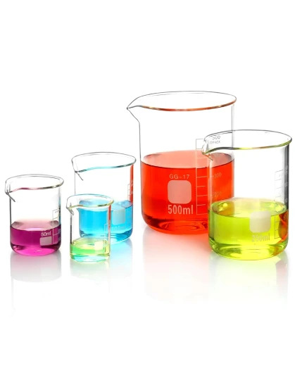 QWORK® Bécher Gradué 25ml 50ml 100ml 250ml 500ml en Verre Borosilicate, Lot de 5 Verre Doseur pour Laboratoire et Cuisine 25ml - 500ml