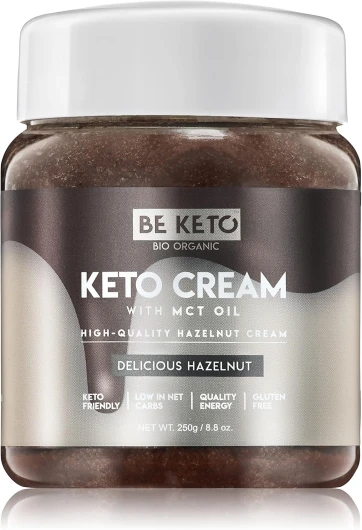 Be Keto BeKeto Crème cétogène à la noisette avec huile MCT à tartiner à base de plantes pour végétaliens cétogènes - Sans gluten - 250 g