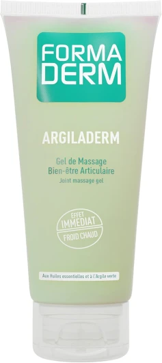 Formaderm - Argiladerm 100 ml Gel Massage à l'Argile Verte, Huiles Essentielles, Extraits de Plantes - Effet Froid Chaud Immédiat - Soulage les Douleurs Articulaires et Musculaires 100 ml (Lot de 1)