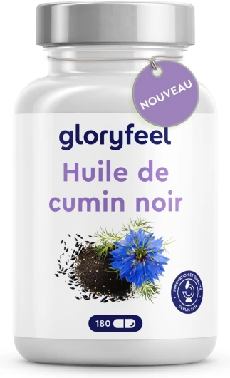 Huile de Nigelle 1000mg, Enrichi avec Vitamine E, Huile de Graines de Cumin Noir Pressé à Froid, 180 Capsules, Nigella Sativa Pure, 80% Acides Gras Essentiels, Source d'Omega 3 et 9, Sans Additifs