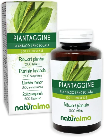 Plantain lancéolé (Plantago lanceolata) feuilles Naturalma - 150 g - 300 comprimés - Complément alimentaire - Naturel et Végétalien