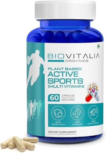 Capsule de complément alimentaire multivitaminé pour sports actifs à base de plantes - Promouvoir l'immunité - Favorise la croissance musculaire - Sans OGM - 60 Capsules Végétales