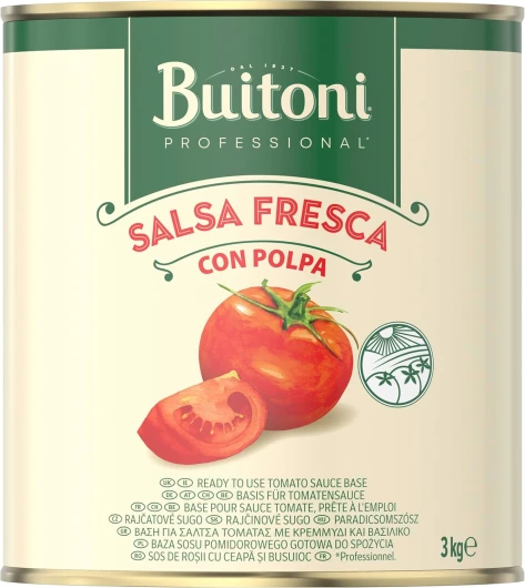 Sauce Tomate Oignons Et Basilic 3 Kg - Pulpe De Tomate Avec Morceaux Prête-À-L'Emploi Déjà Assaisonnée - Tomates 100% Espagnoles Mûries Au Soleil - Salsa Fresca Con Polpa - Boîte De 3 Kg Pulpe de tomate oignons et basilic