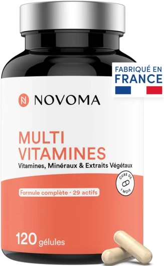 Multivitamines et Minéraux, 29 Vitamines & Minéraux A B C D3 E K2 + Magnésium & Zinc, 120 gélules, Complément Alimentaire Immunité pour Femme et Homme, Fabriqué en France