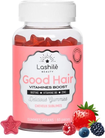 Good Hair Vitamins - Compléments Alimentaires - Pousse Croissance & Fortification - Efficacité Prouvée - Made in France - Biotine, Zinc, Vitamine B8, C, B6-60 Gummies 1 unité (Lot de 1)