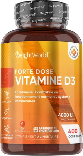 Vitamine D3 4000 ui - 400 Micro Comprimés Pour 1 An - Vitamine D3 Pour Immunité, les Os, Dents, Muscles, Forte Absorption Calcium - Vit D Cholécalciférol, Végétarien - 1 Comprimé Tous Les 2 Jours