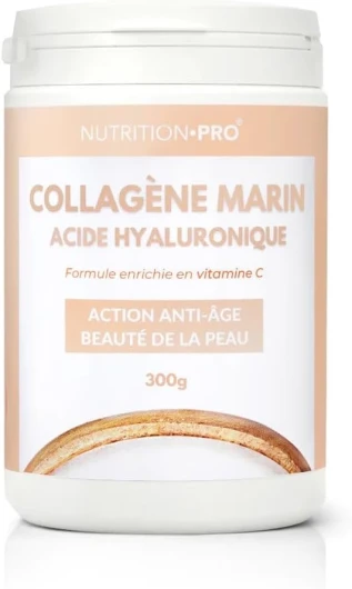 Collagène marin Naticol® & Acide hyaluronique en poudre - 300g (10000mg/jour) - Hautement dosé - Cure de 30 jours - Hydrolysé - Type 1 - 100% naturel - Fabriqué en France - Nutrition pro…