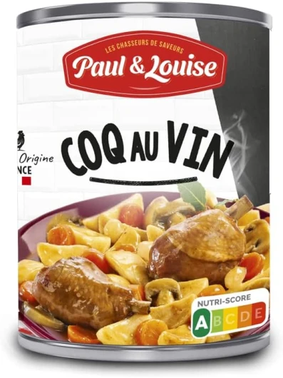 Paul & Louise Coq au Vin - 100% viande origine France - Recette traditionnelle française 400 g (Lot de 1)