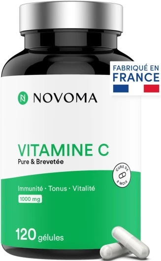 Vitamine C 1000mg Quali®-C, 120 gélules, Dosage Puissant & Ultra Pur, Système Immunitaire & Réduction de la Fatigue, Forme Naturelle Acide L-Ascorbique, Fabriqué en France Novoma - 120 Gélules