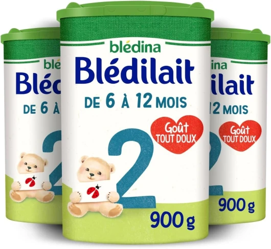 Blédilait 2, Lait en Poudre pour bébé, De 6 Mois à 12 Mois, 900g (Boîtex3)