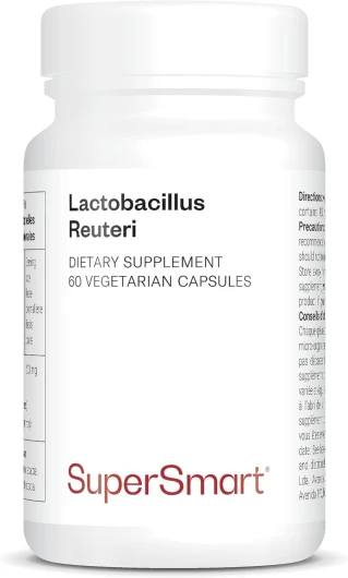 Lactobacillus Reuteri - Complément pour le Confort Digestif - 5 milliards UFC par Jour - Contribue à la Santé du Transit Intestinal - Sans OGM - 60 DR Caps™ - Sans Gluten - Supersmart