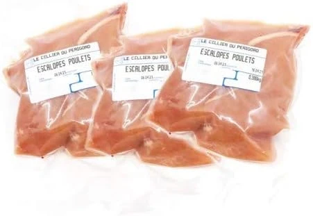 Lots de 6 escalopes de poulet fermier 3x2, env 900g