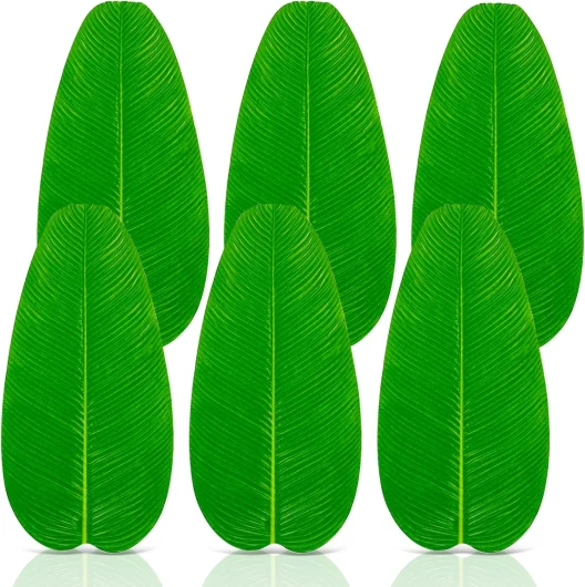 BITEFU Lot de 6 grandes feuilles de banane artificielles - Feuilles tropicales - Vert - Feuille de banane pour hawaïenne Luau Party à la maison, cuisine, mariage, décoration de la maison