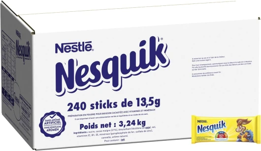 Boisson Cacao Poudre - Goût De Chocolat - Petit-Déjeuner - Carton De 240 Sticks Individuels De 13,5g