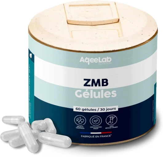 ZMB + Taurine • Sommeil & Stress • 60 gélules végétales ultra dosées • 1 mois • Formule biodisponible • Testé en laboratoire indépendant • Made in FR • Ecoresponsable • Aqeelab