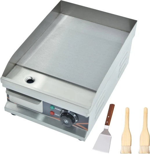 DULNICE Plancha Électrique Professionnelle en Acier Inoxydable, Commerciale Plancha de Cuisson Grill electrique，220-240V