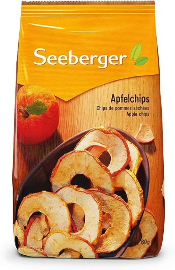 Chips de pommes séchées : chips de fruits croustillantes à base de pommes séchées - légèrement acidulées - à base de pommes Elstar - non pelées, vegan (1 x 60 g)