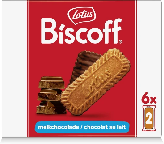 Biscoff - Biscuit XL Caramélisé Nappé Chocolat au Lait - Format Pocket - Emballé en Sachet de 2 Biscuits - Ingrédients d'Origine Naturelle - Sans Colorant - 6x2 - 162g (L'emballage peut varier)