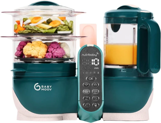 Nutribaby(+), Robot Cuiseur Bébé Multifonctions 6 en 1, Cuiseur Vapeur Mixeur, Grande Capacité 2,2L, Petits Pots Bébé Faits Maison, Idéal Diversification Alimentaire, Opal Green