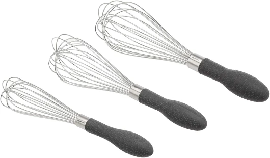 Lot de 3 fouets à fils en acier inoxydable Gris