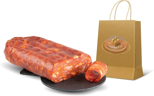 Spianata épicée calabraise épicée Moretti® - 600g / 700g Emballage sous vide - Salami assaisonné typique de Calabre - Séchage artisanal - Fabriqué en Calabre (Épicé)