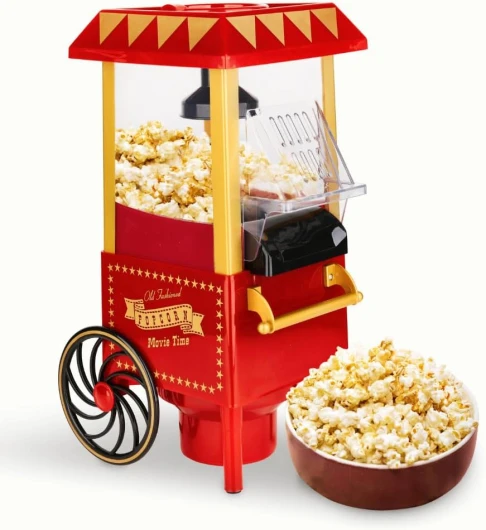 Machine à popcorn rétro électrique 1200 W, bouton facile à utiliser, préparation prête en 2 minutes, air chaud, taille 0,3 l, portable, idéal pour la maison