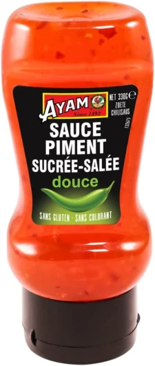 Sauce Sucrée-Salée - Épicée - Piments frais - Haute Qualité - Alimentation Saine - Sans gluten - Sans colorant - Sans Glutamate - Bouchon anti-goutte - 330g