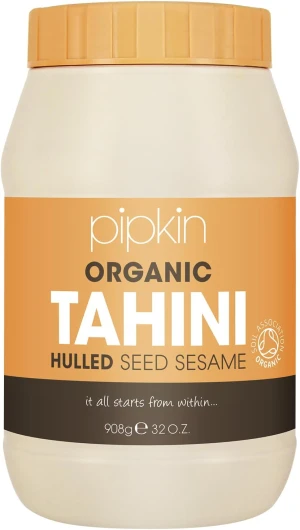 Tahini 100% biologique Pipkin 908g - Graines de sésame éthiopien grillées et pressées - Entièrement naturel, kascher, végétarien, sans OGM