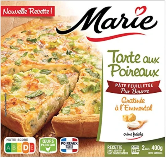 Tarte aux poireaux et emmental fondant - Avec de la crème fraîche et une pointe d'échalotes 400g - Surgelé