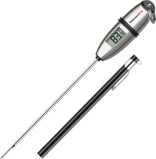 TP02S Thermomètre de Cuisson Numérique 5 Secondes Thermomètre Instantané Thermomètre pour Boissons Chaudes Lait Les Confiseries avec Longue Sonde