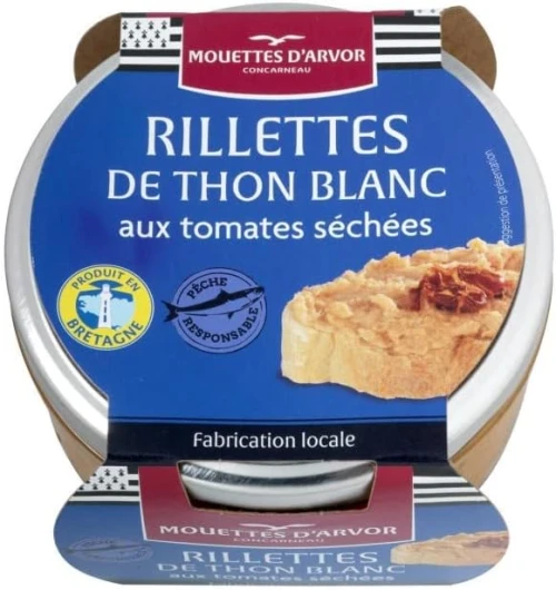 RILLETTES DE THON GERMON AUX TOMATES SECHÉES 125G, LES MOUETTES D'ARVOR, LOT DE 4