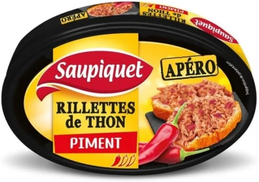 SAUPIQUET - Rillettes de Thon Épicées, une Explosion de Saveurs en 115 g - Lot De 4