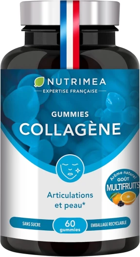 GUMMIES COLLAGÈNE - VERISOL® - Peptides de Collagène Hydrolysés de Type I - Riche en vitamine C - Hydratation de la Peau - Protège Os & Articulations - 60 Gummies - Nutrimea - Fabriqué en France