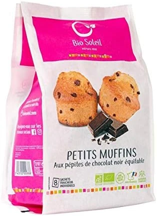 Bio Soleil - Petits Muffins Aux Pépites De Chocolat Noir Équitable X8 224G - Vendu par unité