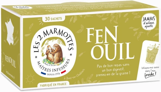 Infusion Fenouil 30 sachets - Bien-être et digestion - Made In France - Sans arômes ajoutés - 60g