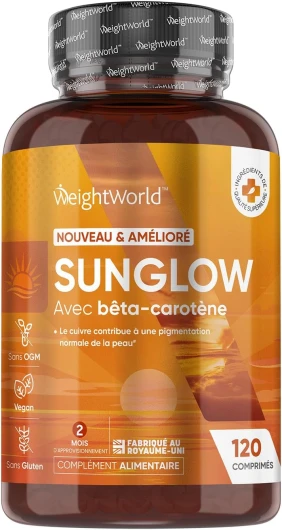 Autobronzant Bêta-Carotène - 120 Comprimés Vegan - Préparation Bronzage Zinc, Vitamine A, Cuivre, Vitamine B2, Vitamine B3 & Iode - Bronzage Sans Soleil - Complément Alimentaire Bronzage & Peau