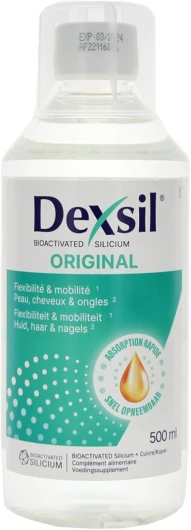 Original Silicium Organique Solution Buvable Complément Alimentaire à Base d'Ortie/Silicium pour Souplesse/Peau/Cheveux/Ongles, 500 ml