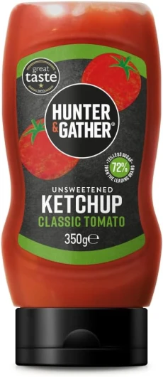 Hunter & Gather- Sauce sans ketchup sucrée - Ketchup Classique Keto, Paléo, Low Carb & Vegan - Sans sucre ajouté ni édulcorants, 350 g (1 paquet)