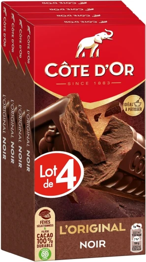 Cote D'Or - 4 Tablettes de chocolat noir L'Original - (4x200g)