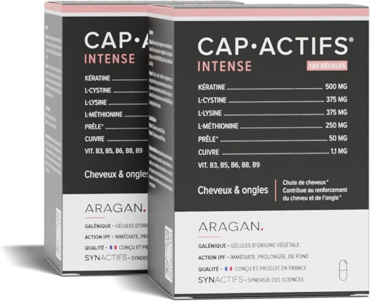 Synactifs Lot de 2 Capactifs - Complément Alimentaire Renforcement des Cheveux et des Ongles - Kératine, Cuivre, Zinc et Vitamines - 240 gélules - 2 mois de prise en 2 phases Fabriqué en France