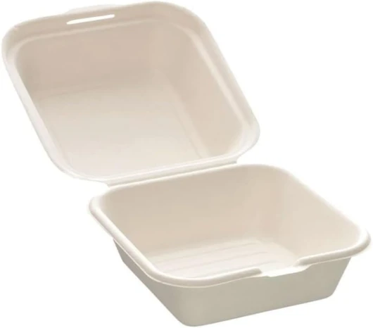 Générique Boite repas pour hamburger en bagasse blanche, 14.9 * 15.6 * 7.7cm carton de 600 écoresponsable et compostable