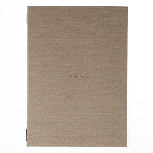 , Porte-menu Restaurant A4 Line Italy, Menu Restaurant avec inscription "Menu" Couleur Sable, PU, 100% Made in Italy