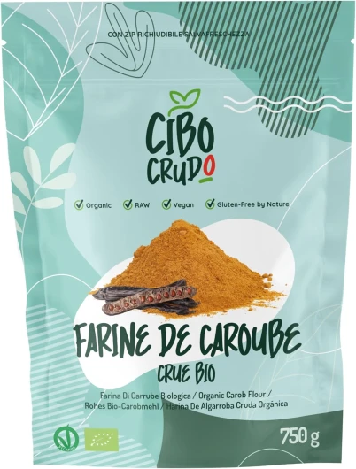 Poudre de Caroube Bio - 750g - Farine de Caroube Alimentaire Sans Sluten pour Glaces - Poudre de Farine de Oulpe de Caroube - Raw Organic Carob Powder.