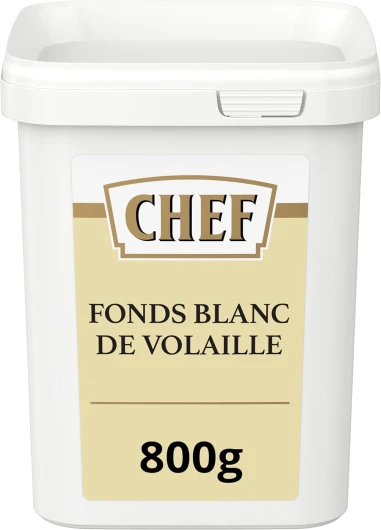 Fonds Blanc de Volaille 800g - Fonds Déshydraté - Aides Culinaires, Sauces, Fonds de viande - Boîte de 800g pour 20L à 40L