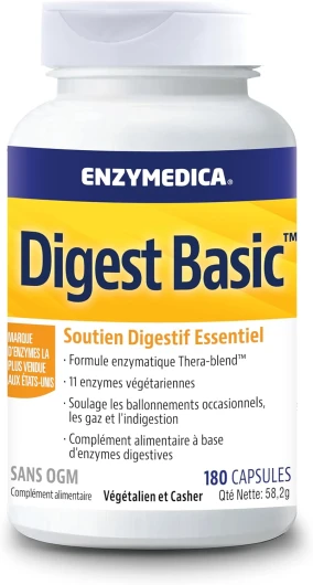 , Digest Basic, Formule Enzymatique, Réduit Gaz Et Ballonnements, Améliore L'Absorption Des Nutriments Et L'Énergie, Magnésium, Phytase, Sans Gluten, Sans Produits Laitiers, 180 Capsules