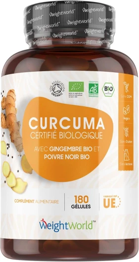 Curcuma Bio Gélules 1520mg Par Portion - 180 Gélules Vegan (3 Mois) - Avec Gingembre et Poivre Noir - Certifié Agriculture Biologique - Curcuma Gélule Extra Fort Qualité Premium - Fabriqué en Europe