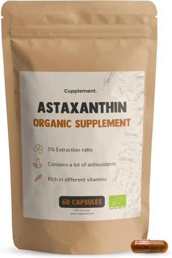 Cupplement Astaxanthin 60 Capsules 8 mg par capsule 5% Extrait Bio - Pas de comprimés, 12 mg, 6 mg, 4 mg, livre ou poudre - Supplément - Superfood - Astaxanthin - Astaxantin - Plancton