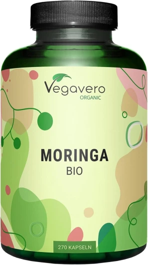 Moringa BIO 1800 mg - 270 Gélules Vegan - SUPERFOOD : Multivitamines et Minéraux Naturels - Antioxydant + Energie - SANS ADDITIFS - Vegavero®