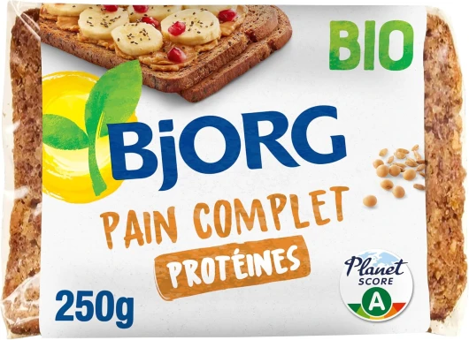 Pain Complet Protéines Bio - Aux Céréales Complètes - Source de Fer, Magnésium, Fibres - Prétranché - 250 g